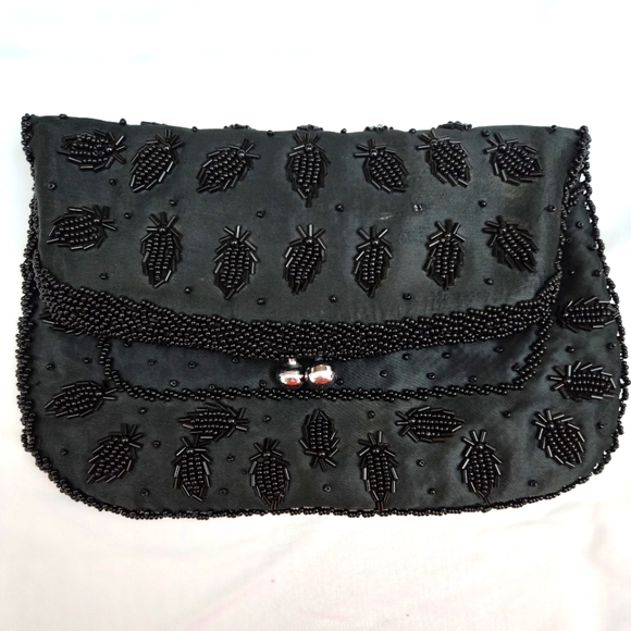 Vintage Rare Black Beaded Evening Bag Made in Hong Kong - Picture 9 of 9